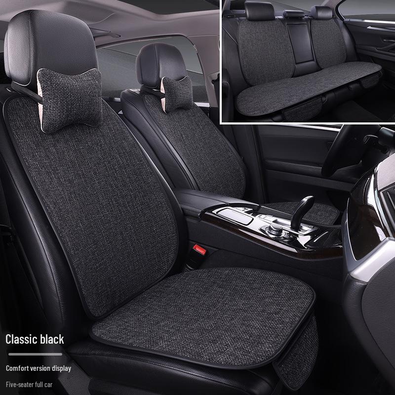 

Универсальный дышащий льняной комплект чехлов на сиденья автомобиля на четыре сезона - 7 штук, с полным охватом