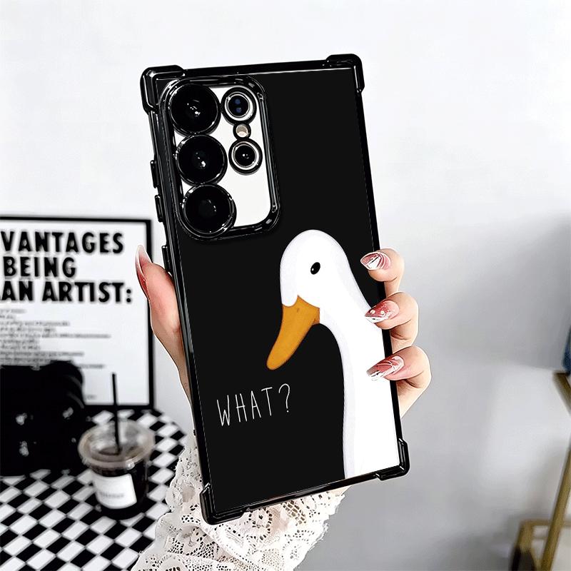 Funny Cartoon Goose Game Plating Phone Case For Samsung Galaxy S24 S25 FE S26 Edge S23 Ultra S22 S21 Plus S20 Anti-Fall Airabag