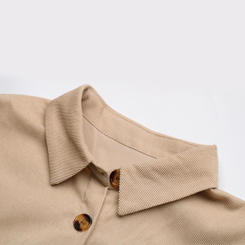 Autumn Winter Women Single Breasted Lace Up Turn Down Collar Solid Color Long Sleeve Shirt Corduroy Dress