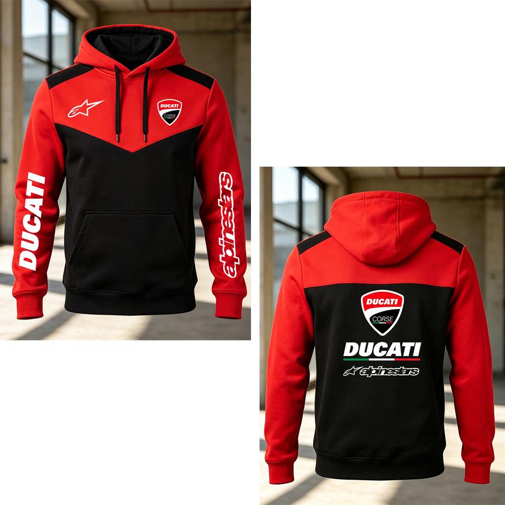 Ducati Heren  Corse MotoGP Racing Hoodie Print Pullover Sweatshirt Casual Motorfiets Sport Hooded Top L