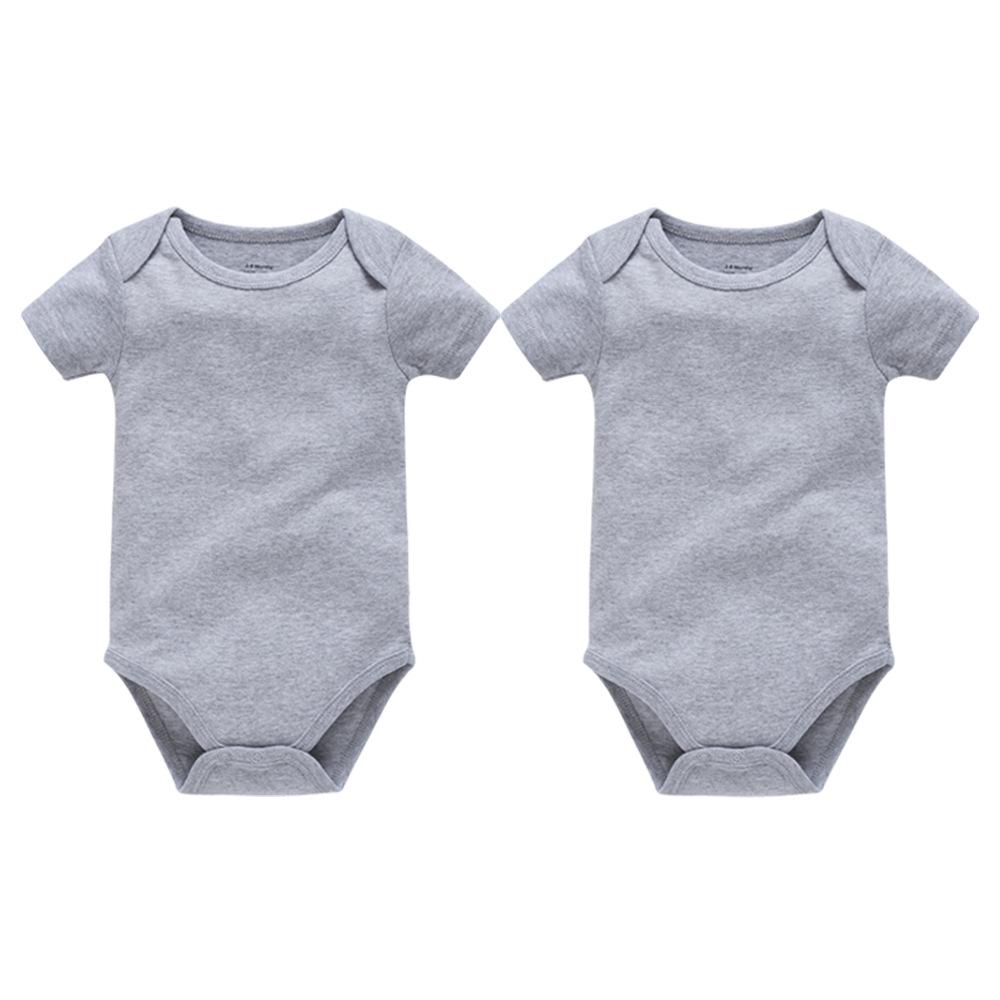 Summer Newborn 100% Cotton Short Sleeve Baby Romper - Plain Color with Snap Crotch, Customizable Print Children's Bodysuit