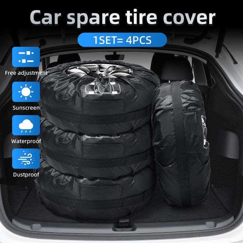 QC 4PCS S/L Size Car Spare Tire Cover Case Dust-proof Protector Polyester Auto Wheel Tire Storage Bags Vehicle Tyre Accessories