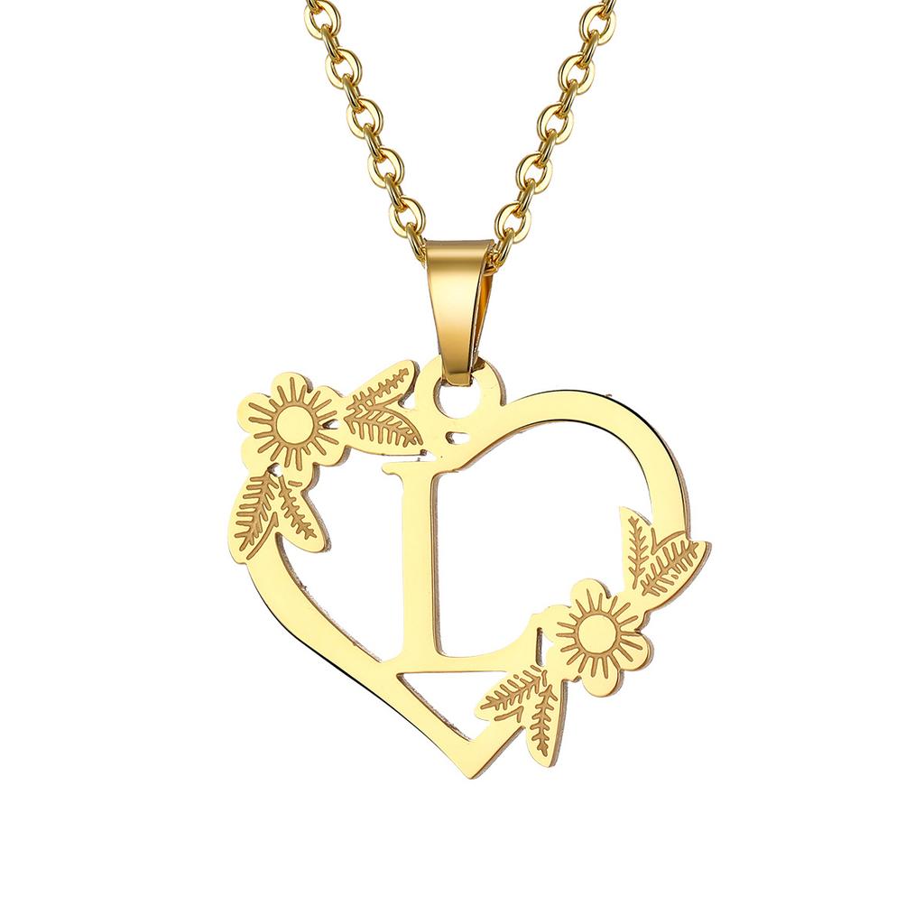 Fashion 26 Letter Stainless Steel Pendant Necklace Women Hollow Gold Color Chain A-Z Alphabet Clavicle Necklaces Jewelry Gift