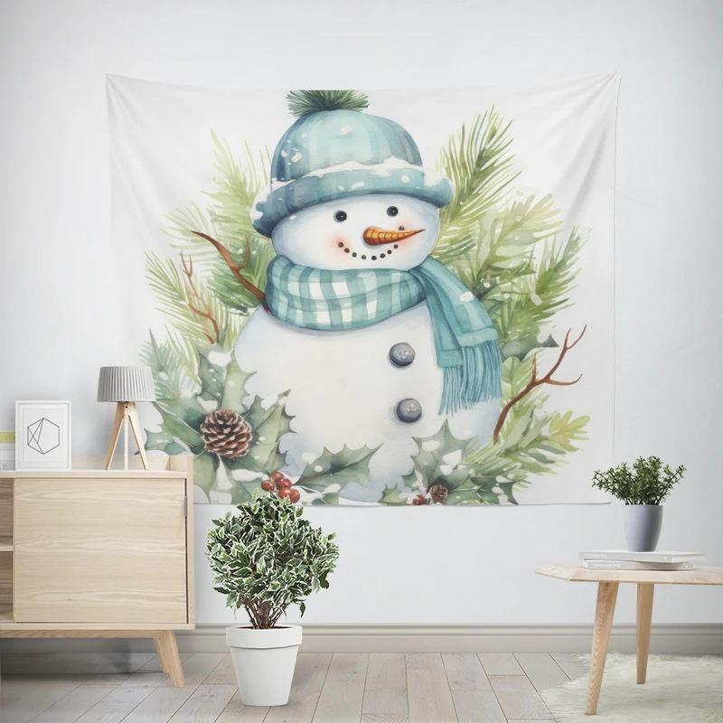 Christmas New Year Snowman Pattern Tapestry Living Room Sofa Car Interior Decorative Tapestry