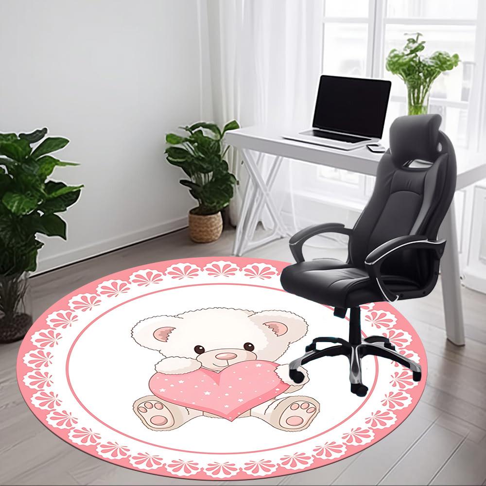 1pc Teddy HeartChair Carpet for Office, Indoor Non-Slip Washable Polyester Fiber Carpet, Mat For Office, Machine Washable