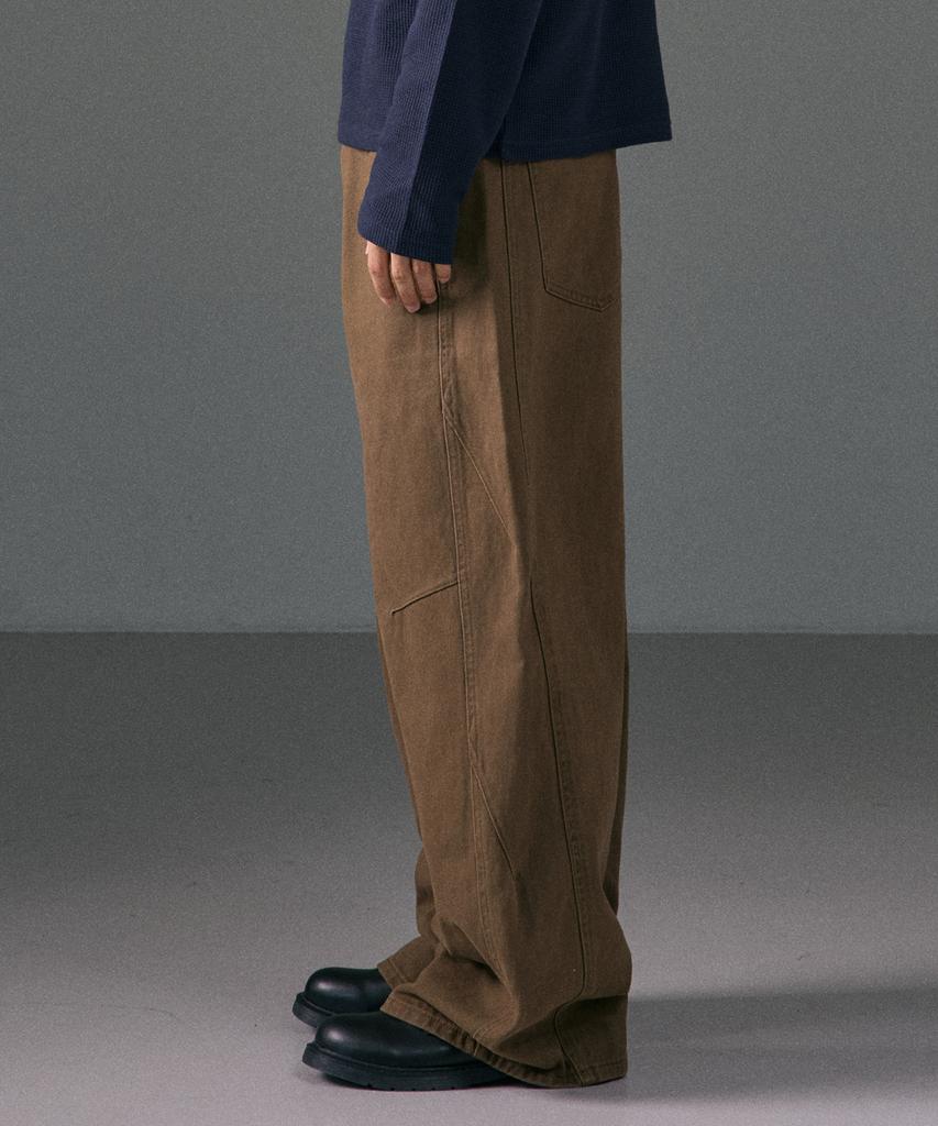 LXT Natural Washed Cotton Wide Straight Pants [Brown]