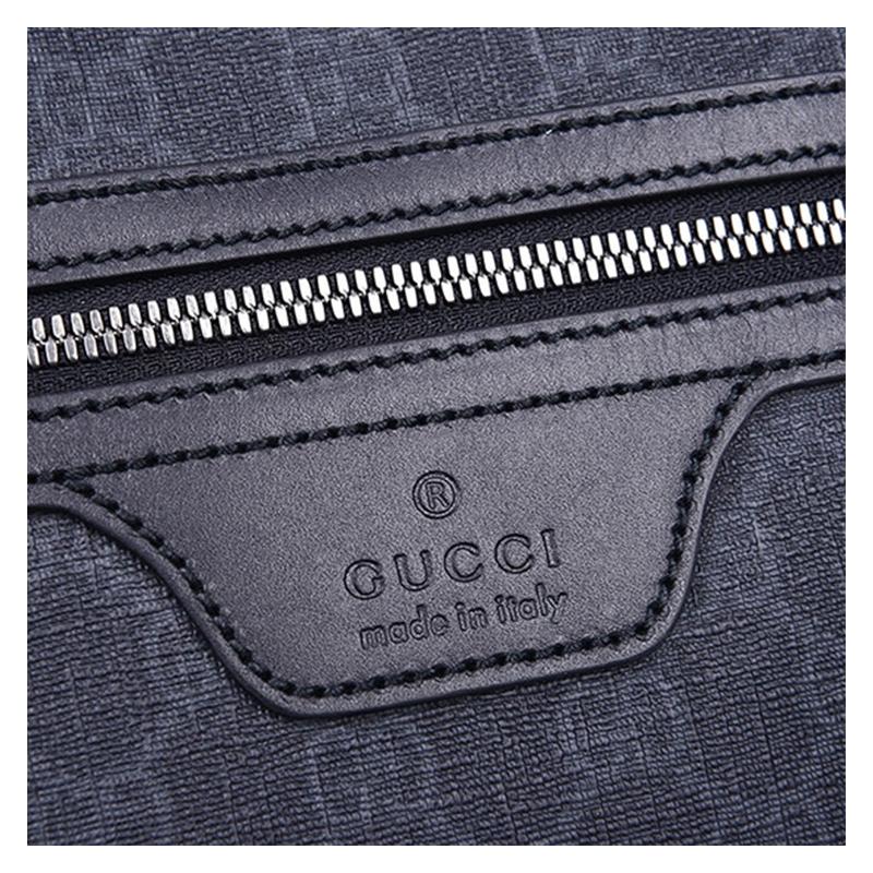 Gucci Crossbody Bag Retro Presbyopia Logo All-over Printed Canvas and Leather Messenger Shoulder Men's Gray Black #Versatile Classic Recommendation#