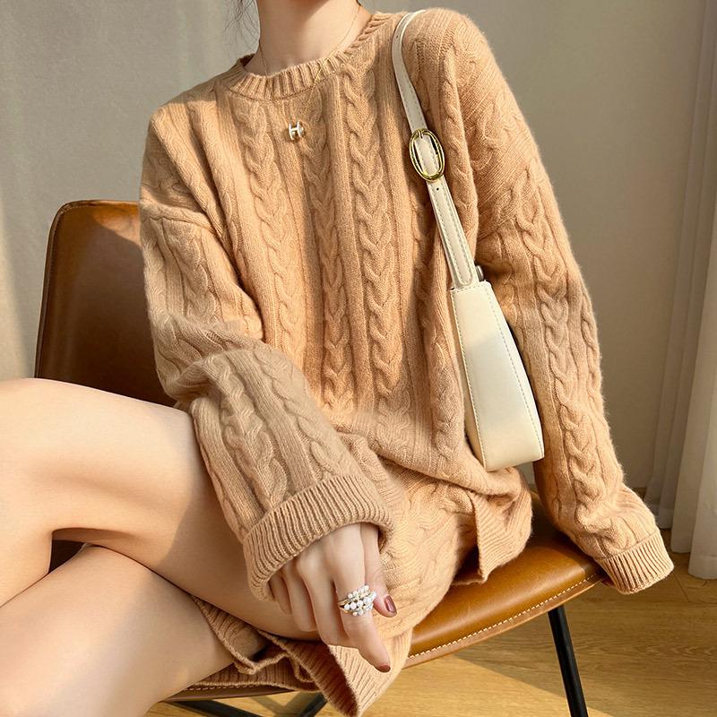 2022 Fall/Winter Women's 100% Wool Casual Knit Sweater & Cashmere Sweatshirt Set