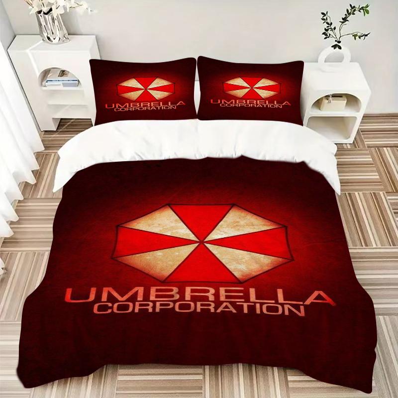 3Pcs Umbrella Corporation Logo Bedding Set Soft Fabric Duvet Cover Pillowcases Home Christmas Xmas Halloween Gift 1 Duvet Cover 2 Pillowcase L1136