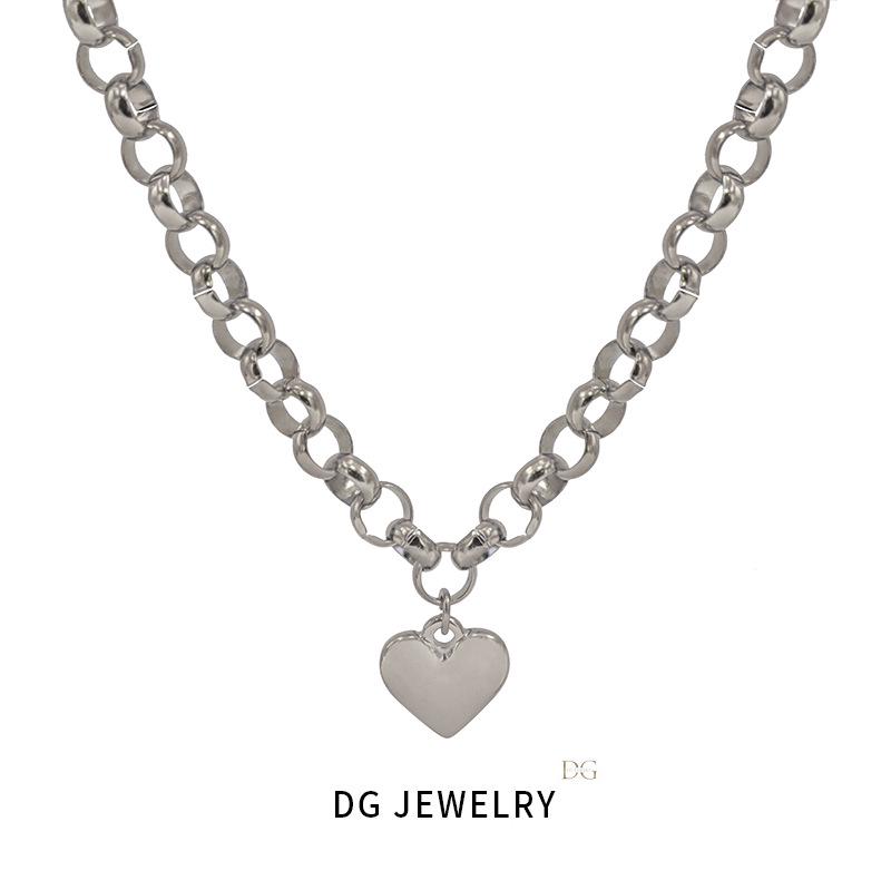 

Трансграничный глянцевый кулон в форме сердца, набор браслета и ожерелья из титановой стали для женщин