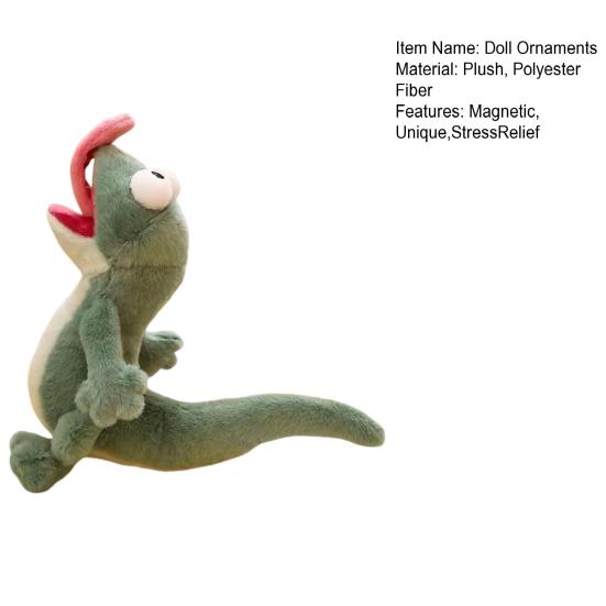 Yousheng Magnetic Tongue Lizard Plush Toy, Cute Chameleon Doll Ornament, Stress Relief Squeeze Toy with Comical Screams, Soft Plush Animal Gift for