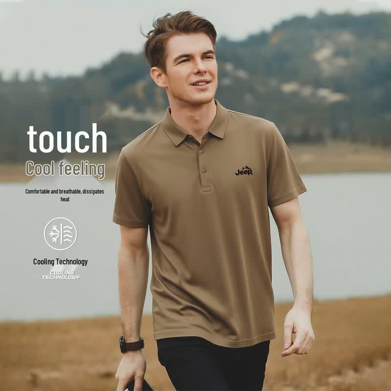 Jeep Men s Ice Silk Short Sleeve Polo Shirt P86EMKT474 M