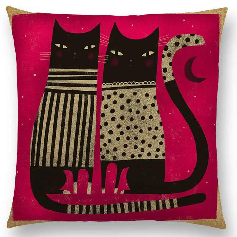 Abstract Fantasy Animals Painting Sofa Throw Pillow Case Dachshund Owl Cat Dog Squirrel Rabbit Fox Elephant Cushion Cover