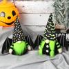 1Pc Halloween Decor Elf Decoration Gnome Dolls Party Supplies Handmade Plush Doll with Bat and Spider Patterns with Bat Wings