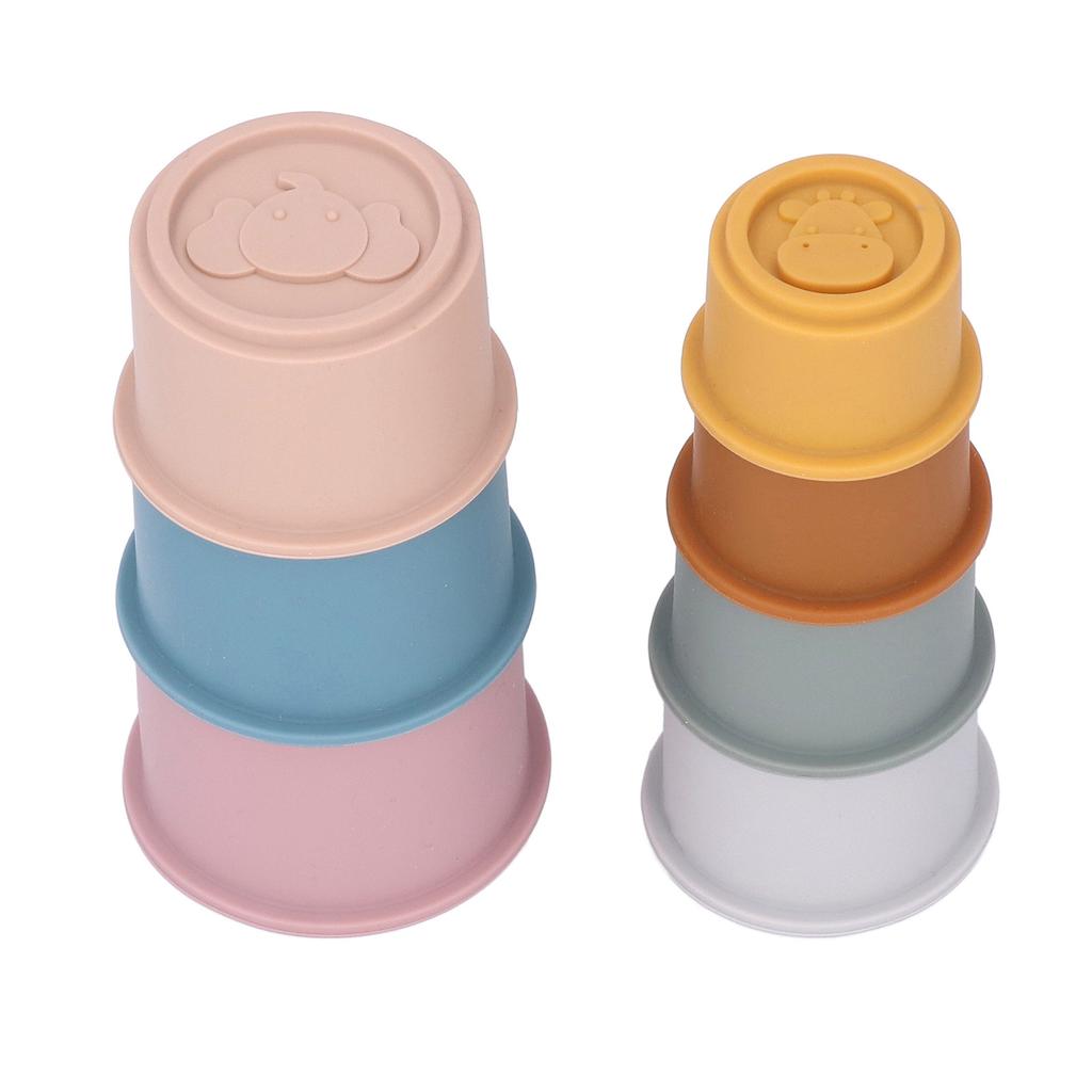 7 Pcs Stacking Cups Animal Silicone Colored Children s Stacking Cup Toys Baby Splashing Bath Toys
