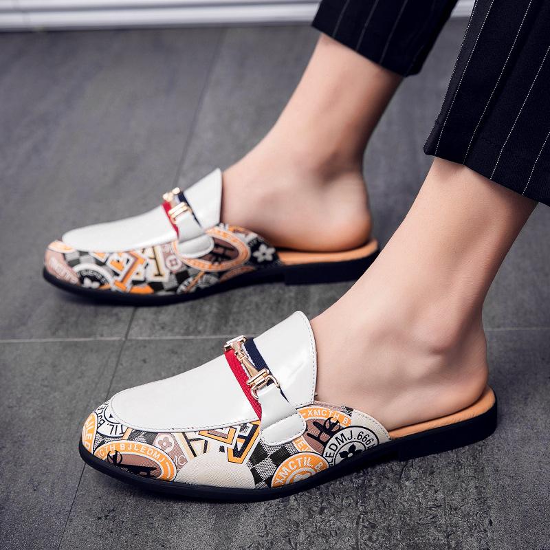 Men's bag head half-drag leather shoes summer new fashionable men's shallow breathable cool leather shoes