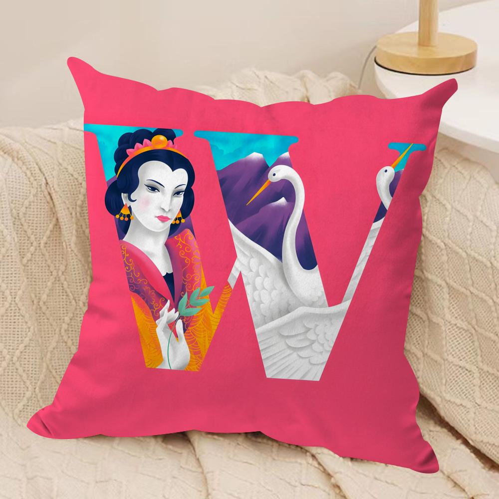 Interesting Letters Cushion Cover Soft Plush Fabric DoubleSided Printed Sofa Cushion Cover for All Seasons Home Decor Gift