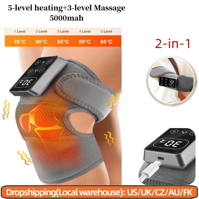 

Electric Heated Vibration Knee Massage Physiotherapy Pad 3 in 1 Massager for Shoulder Elbow Hot Compress