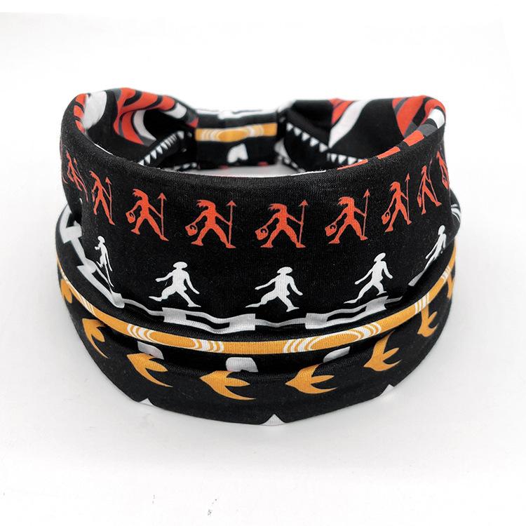 European American Women's Hair Band African Print Pattern Wide Edge Elastic Knot Sports Yoga Headband Women's Headwear Hair