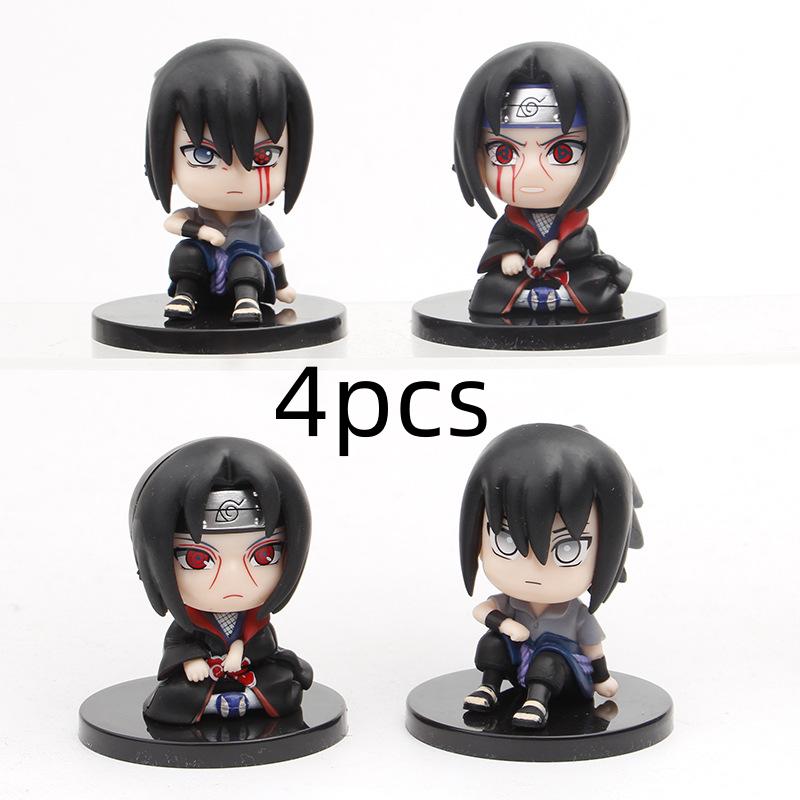 Mini Anime Figur Uzumaki Kakashi Uchiha Sasuke Itachi Kawaii Spielzeug Q Figural Auto Dekoration PVC Modell Geschenk