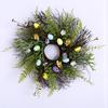Artificial Natural Rattan Garland Green Leaf Candle Ring Easter Egg Wreaths for Front Door Spring Candle Decoration