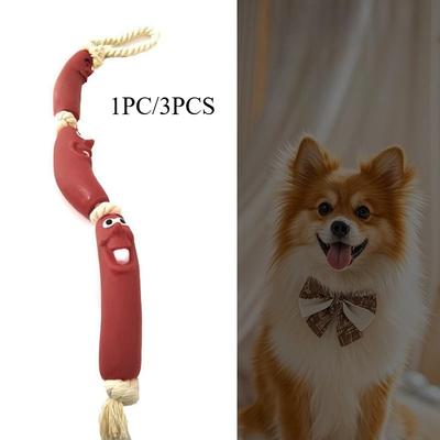 1pc/3pcs Dog Chewing Toy Simulated Sausage Shape Interactive Training Cleaning Teeth Dog Toy Cotton Rope Dog Accessories