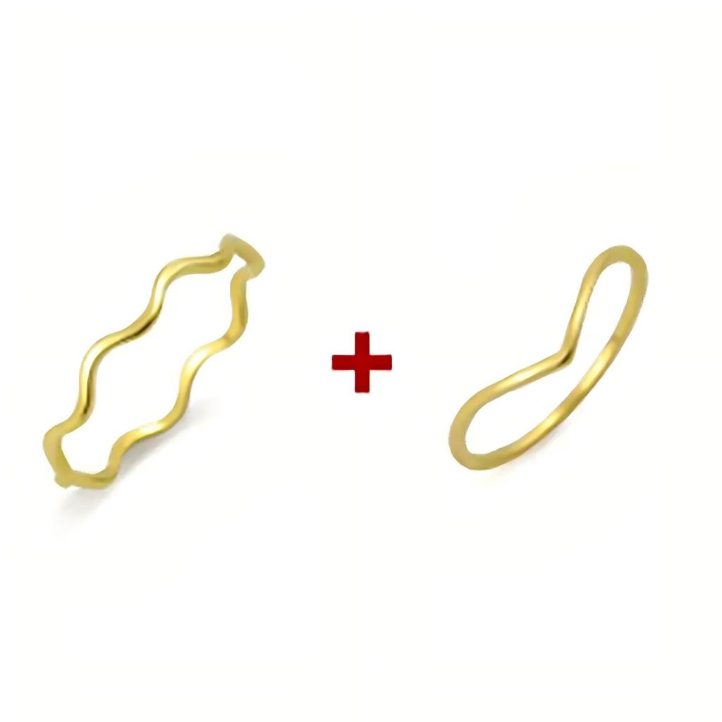 Minimalist High End Matte Circle Vacuum Gold Plated Non Tarnish Stackable Rings For Women Elegant Jewelry Set