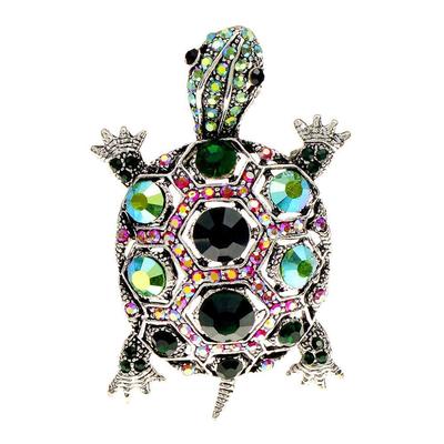 Retro Schildkrötenbrosche mit Diamanten: Niedliche Tierlegierung Brosche