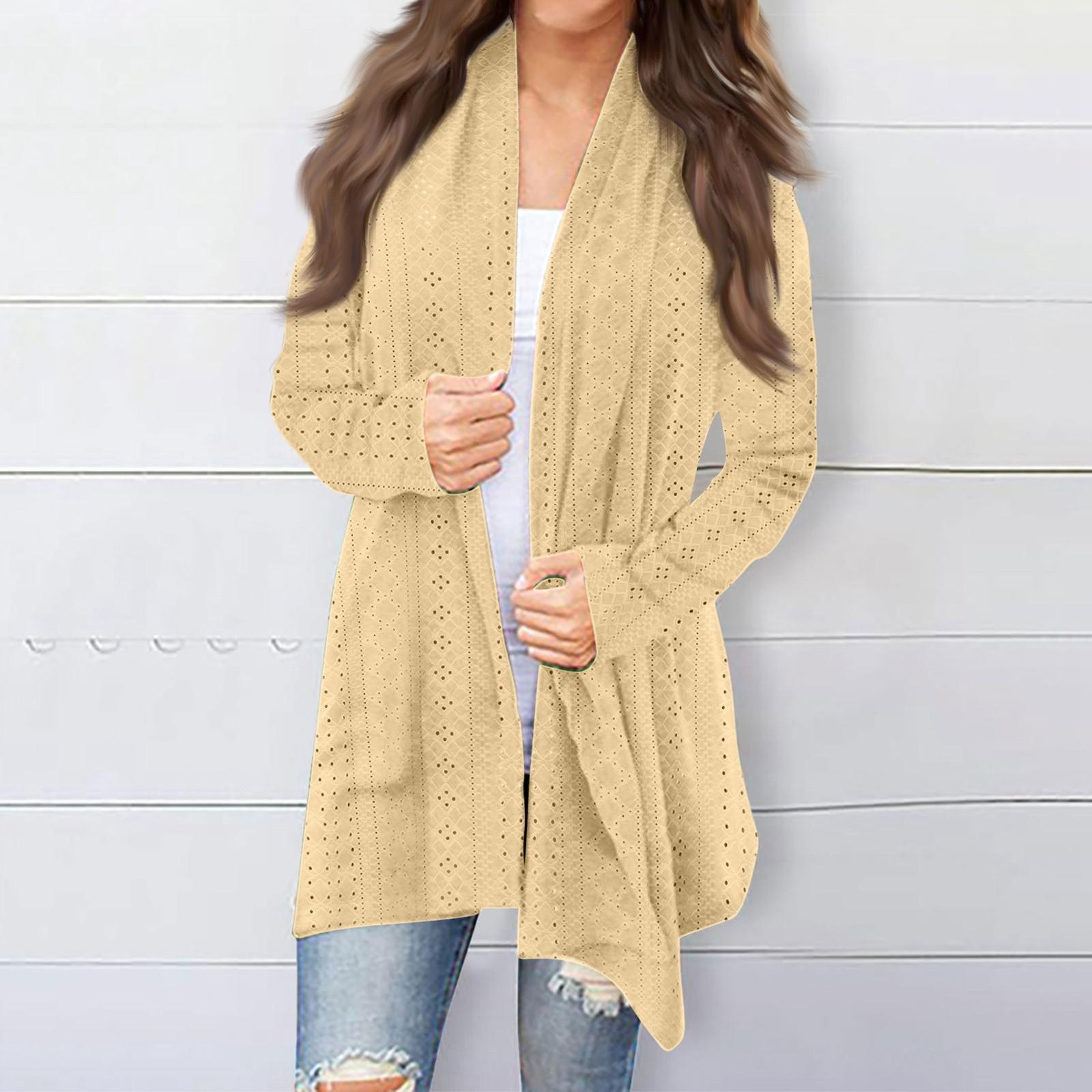 

Женская модная однотонная куртка с длинным рукавом, повседневное пальто-кардиган XL жёлтый