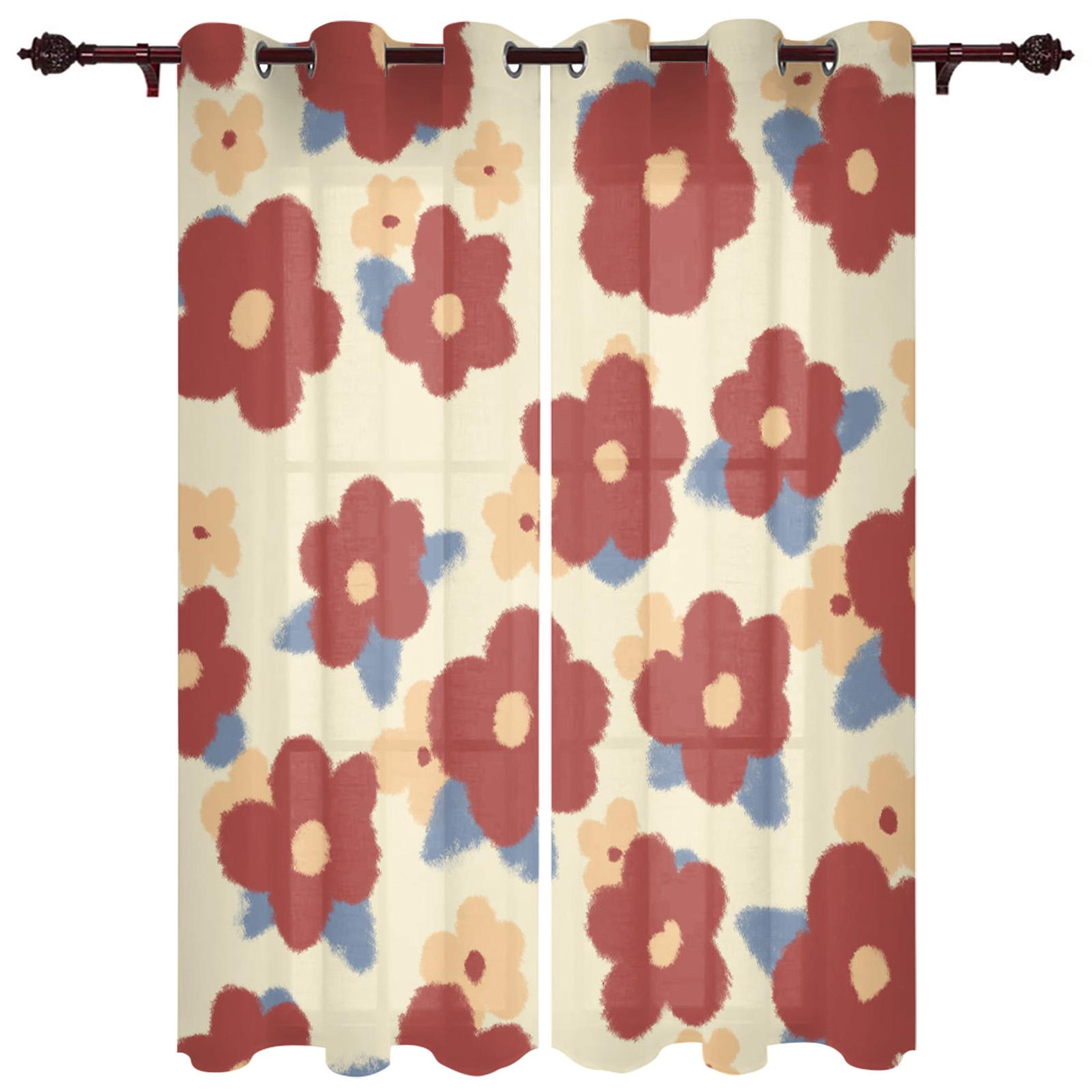 

Винтажные цветы травянистые растения льняная текстура оконная занавеска для гостиной спальни шторы домашний декор кухонные жалюзи шторы 135W x 60H(cm)