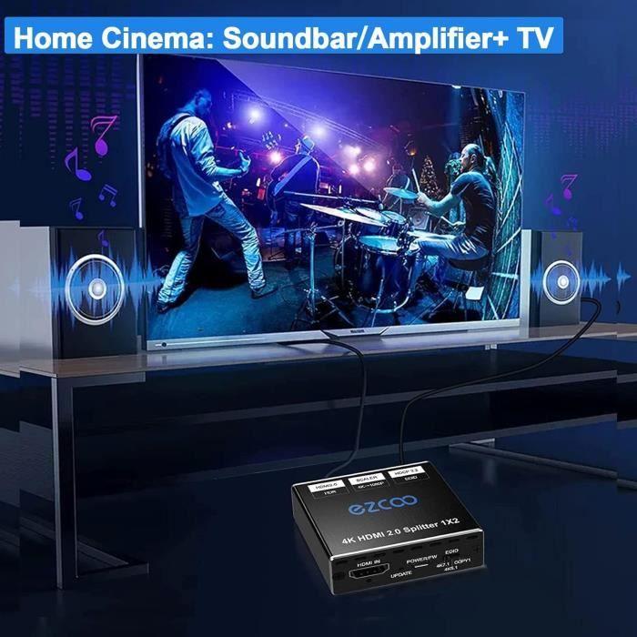 Répartiteur HDMI - ROFAVEZCO - 4K 60Hz - 1 Entrée 2 Sorties - Aluminium - HDCP 2.2/2.3