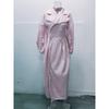 Vintage Court Style Waist Cinched Long Turn Down Collar Lantern Sleeve Overcoat For Women
