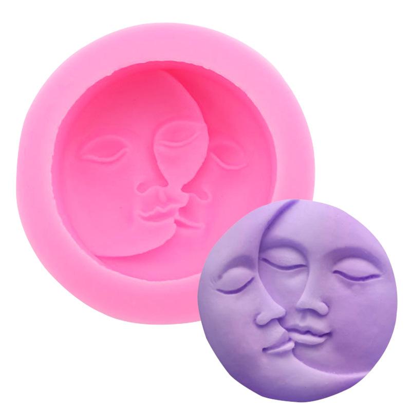 

2Pcs/Set Moon Face Design Kitchen DIY Baking Silicone Mold Cake Pudding Chocolate Decoration Mold (No FDA Certification,BPA Free) Type A