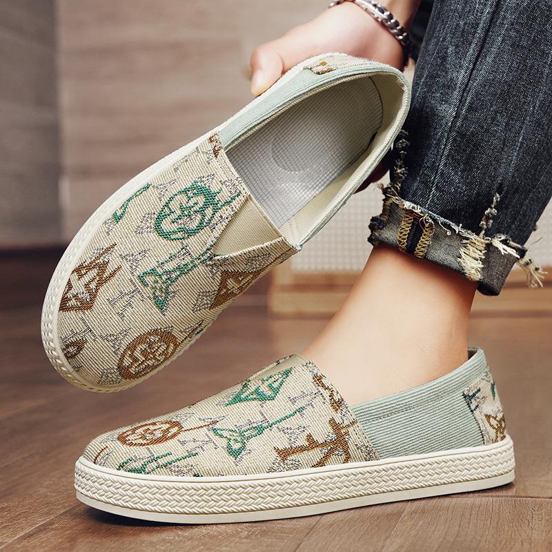 Corduroy Board Shoes Men's Casual Shoes Spring and Autumn Men's Trendy Breathable Foot Loafers Men's Shoes