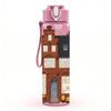 1PC Brown Building House 750ml Color Plastic Sports Water Bottle Leakproof Flip Straw Lid Suitable for Sports Office Home Use