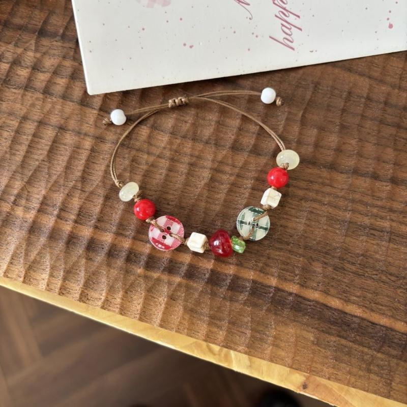 Lovely Apples Bracelet with Brown Cord Fashion Accessory for Girls Parties and Gifts