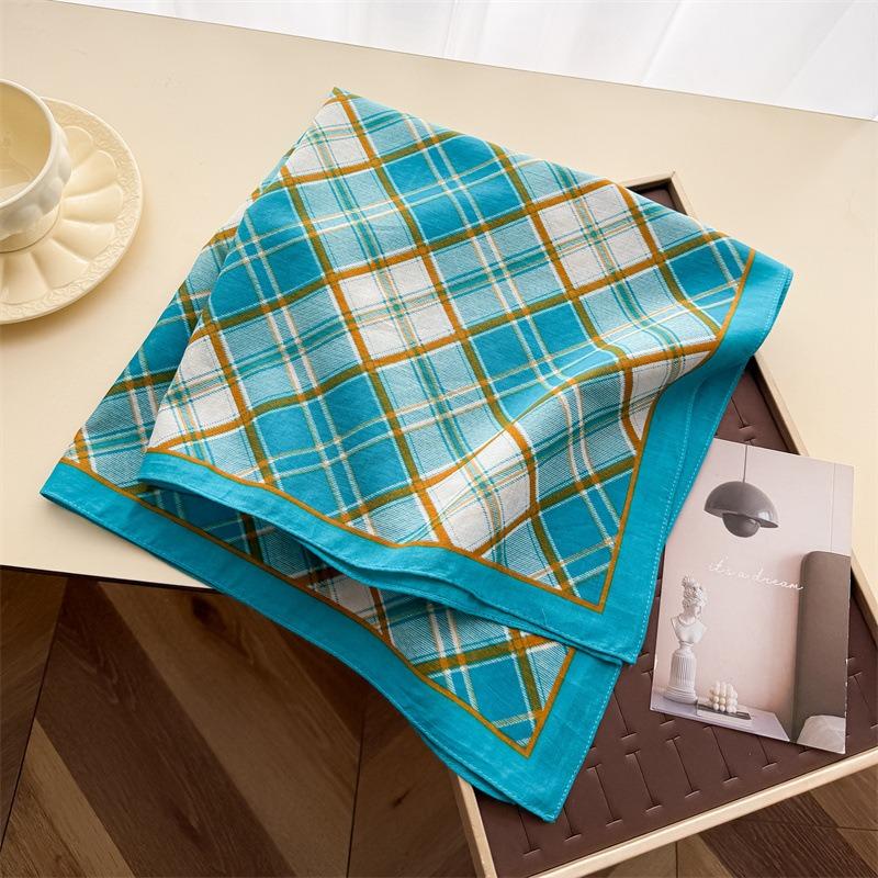 Vintage Style Cotton Small Square Scarf For Women Sun Protection Decoration