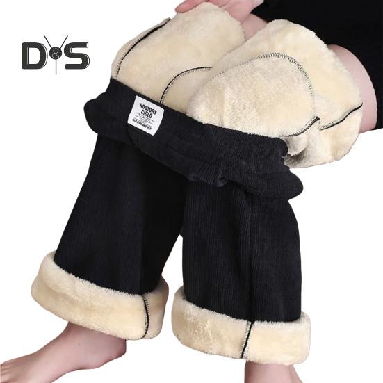 

Зимние брюки, эластичные, с высокой талией, прямые, широкие, длинные брюки с карманами, однотонные, с утолщенной плюшевой подкладкой, женские брюки M чёрный