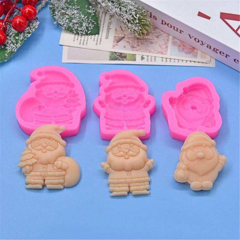 3Pcs Christmas Series Silicone Mold Santa Clauses Baking Tools Festive Handmade Fondant/Cake Mould for Baking Lovers