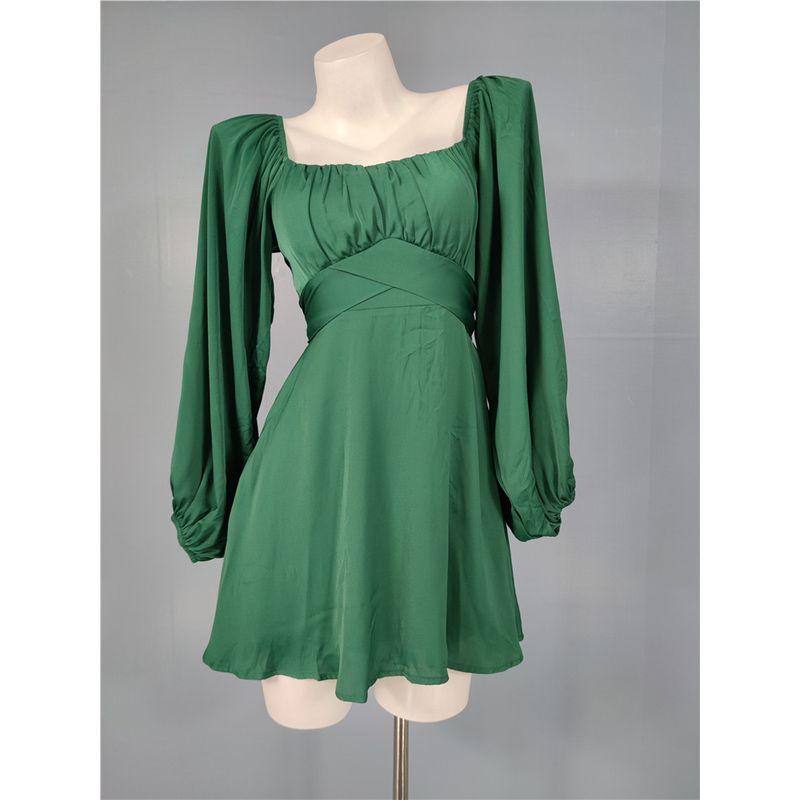 Trade Order as Home High Cold Goddess Square Collar Strap Waist Hugging Design Big Hemline Dress Chest Emphasizing Skin-friendly Sweet Short dress