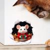 Creative Visual Illusion Hole-shaped Christmas Mouse Wall Sticker for Holiday Wall Decoration Stickers