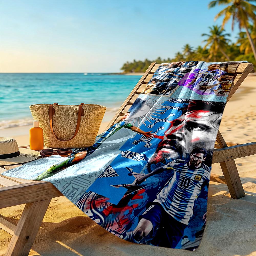 Messi Beach Towel Quick-Dry Soft Microfiber Comfortable Lightweight Portable for Swimming,Beach,Camping, Travel, Beach Accessories,Gym