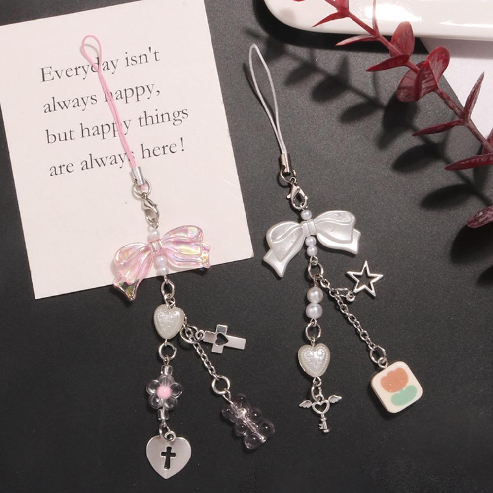 Key Cord Mobile Phone Strap Bow Mobile Lanyard Fashion Y2K Phone Chain  Phone Pendant