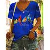 Women Tshirt Summer Colorful Print Gradient Clothing V Neck Short Sleeve Animal Tops Streetwear Fashion Oversized Girls T-Shirts