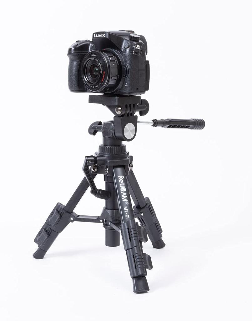 RETICAM MT01 Mini Tabletop Tripod with Quick Release and Carrying Black 3-Way Pan/Tilt Head, Plate, Bag, Aluminum,
