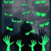 Spooky Night Atmosphere Decor Halloween Glow in The Dark Wall Stickers, Luminous Ghost Hand And Bat Removable PVC Stickers Decals, Horror Theme