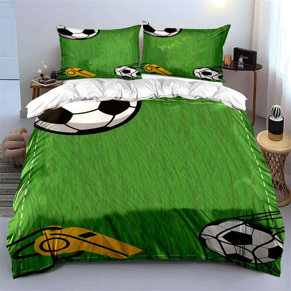 Soccer balls and field. Bedding sets Duvet cover sets Duvet covers Pillowcases(1*Duvet Cover 2*Pillowcases without duvet insert)