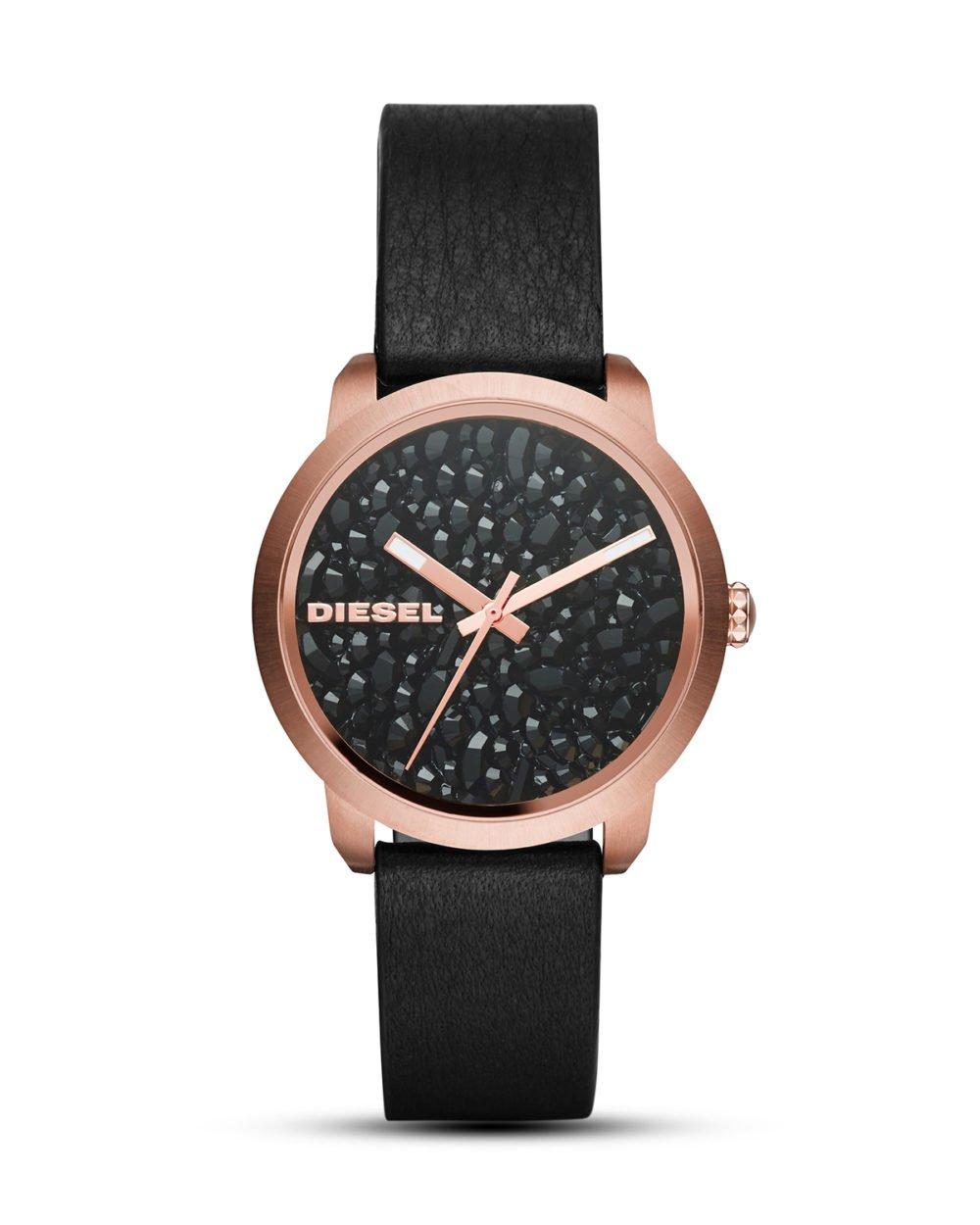 

Diesel Women s DZ5520 Flare Rose Gold Black Leather Watch
