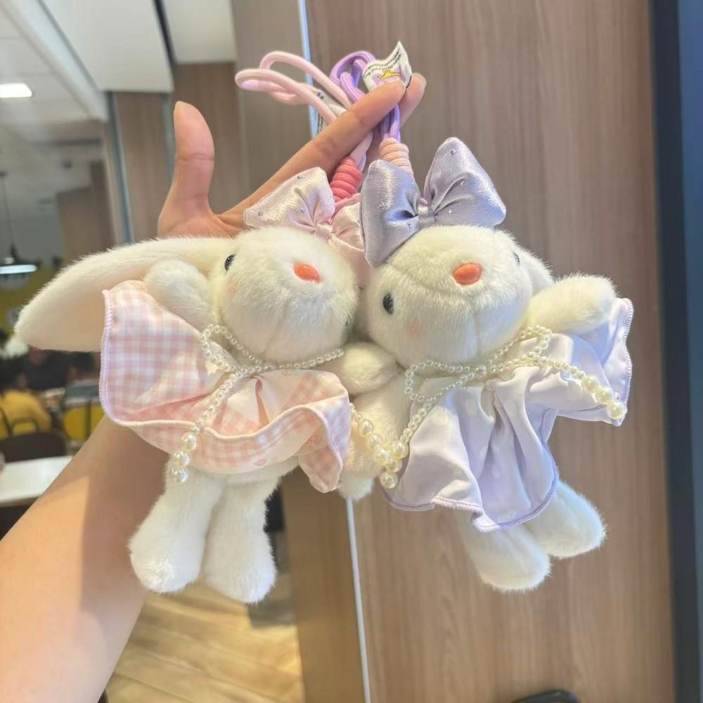19cm Rabbit Pendant Soft Plush Rabbit Key Ring Lovely Plush Keychains Girls Gift