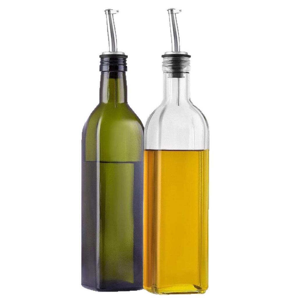 Transparent Automatic Oil Bottle In Dark Green Glass for Kitchen Use